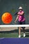 Senior Woman Serving Pickleball