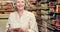 Senior woman shopping in grocery store