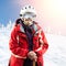 Senior woman in ski jacket and goggles outdoors