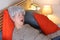 Senior woman snoring in bed