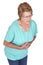 Senior Woman Stomach Ache Heartburn Pain Isolated