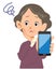 Senior woman troubled with smartphone