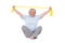 Senior woman using resistance band