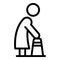 Senior woman walker icon outline vector. Home person