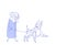 Senior woman walking with modern robot dog artificial intelligence pets care concept grandmother lady sketch doodle