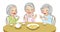 Senior women cheerful tea time white background