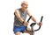 Senior working out on an exercise bike