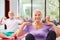 Seniors do physiotherapy exercise