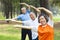 Seniors doing gymnastics in the park