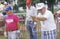 Seniors playing horseshoes