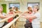 Seniors rehabilitation sport at the ballet bar