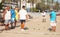 Seniors Spaniards play Bocce on the beach