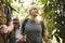 Seniors trekking in a forest