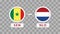 Senrgsl vs Netherlands Match Design Element. Flags Icons isolated on transparent background. Football Championship Competition