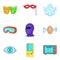 Sense perception icons set, cartoon style