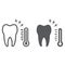 Sensetive tooth line and glyph icon, stomatology