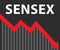 Sensex down, BSE Bombay stock exchnage going down, bearish graph vector