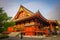 Senso-ji temple Hondo at sunset, Tokyo, Japan