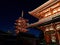 Sensoji buddhist temple in Asakusa Tokyo illuminated by night