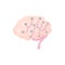 Sensors on human brain icon, cartoon style