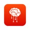 Sensors on human brain icon digital red