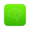 Sensors on human brain icon green vector