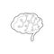 Sensors on human brain icon, outline style