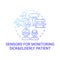 Sensors for monitoring sick and elderly patients gradient blue concept icon