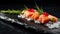 Sensory Experience: Pop-culture-infused Salmon Sushi On Black Stone Platter