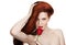 Sensual beautiful woman with red rose