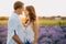 Sensual Couple in Lavender Field Romantic Time