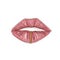 Sensual lips with gold piercing illustration. Female mouth print. Cool vector pierced lips. Glamour rose lipstic