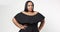 sensual plus size black model in cute dress