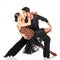 Sensual salsa dancing couple. Isolated