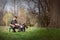 Sensual serene couple on bench