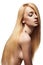 Sensual woman with shiny straight long blond hair