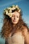 Sensuality girl in a flower crown