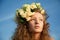 Sensuality girl in a flower crown