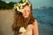 Sensuality girl in a flower crown