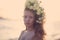 Sensuality girl in a flower crown