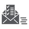 Sent document glyph icon, email and mail, envelope with list sign, vector graphics, a solid pattern on a white