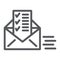 Sent document line icon, email and mail, envelope with list sign, vector graphics, a linear pattern on a white