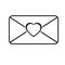 Sent letter mail icon.  envelope with a heart icon. Love message sign