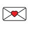 Sent letter mail icon.  envelope with a heart icon. Love message sign