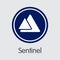 Sentinel Cryptocurrency - Vector Sign Icon.