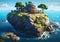 Sentinel\\\'s Solitude A Stranded Island Tale with a Majestic Rock Formation and Guardian Vigilance