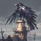 The Sentinel: A Vigilant Raven, a Tattered Lighthouse