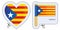 Senyera - flag of Catalonia, Vector cut sign here, isolated on white. Can be used for design, stickers, souvenirs.