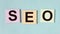 SEO acronym word on colorful sticky notes