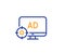 Seo adblock line icon. Search engine optimization sign. Vector